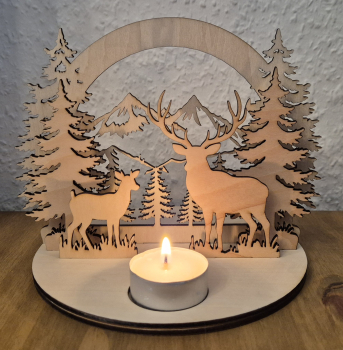 Teelichthalter mit Bergmotiv