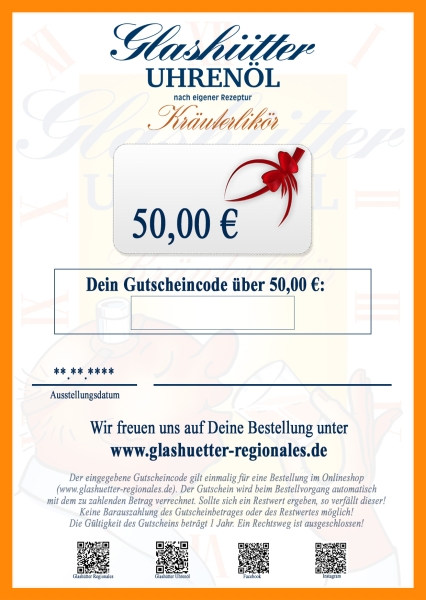 Einkaufsgutschein - Wert: 50,00 €