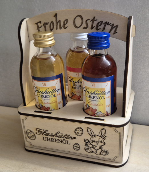 Oster-Tragekörbchen "Glashütter Uhrenöl"